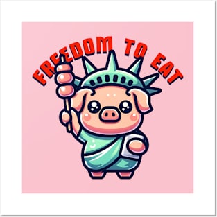 parody cute pig liberty statue Posters and Art